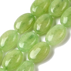 Светло-зеленый Природного нефрита нитей бисера, окрашенные, гладкий плоский овальный, светло-зеленый, 14x10~10.5x6~6.5 мм, отверстие : 1 мм, около 29 шт / нитка, 15.94'' (40.5 см)