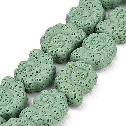 Темный Морско-зеленый Бусы из натуральной лавы, окрашенные, спиральная оболочка, темно-зеленый, 16~17x13x6.5 мм, отверстие : 1.2 мм, около 26 шт / нитка, 16.34~16.54'' (41.5~42 см)