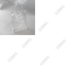 Прозрачный 70шт. ПВХ подарочные сумки, сумки с ручками, прямоугольник с застежками-кнопками, прозрачные, 17x6.5x22.5 см