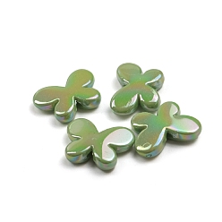 Olive Drab Plated AB Acrylic Beads, Butterfly, Olive Drab, 12.4x17mm