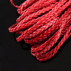 Rouge Tressés cordons en cuir imitation, accessoires de bracelet à chevrons, rouge, 5x2mm, environ 109.36 yards (100m)/paquet