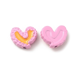 Бледно-Розовый Эмалевые шарики из сплава, окрашенные распылением, сердце, розовый жемчуг, 9.5x11.5x4 мм, отверстие : 1.5 мм