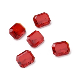Light Siam Glass Rhinestone Cabochons, Pointed Back, Rectangle, Light Siam, 10x8x4.7mm