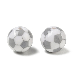 Gainsboro Sports Opaque Acrylic Beads, Football, Gainsboro, 15.5mm, Hole: 2.3mm