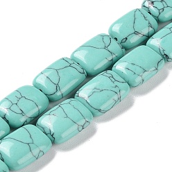 Synthetic Turquoise Synthetic Turquoise Beads Strands, Rectangle, 14~15x10~11x5~5.5mm, Hole: 1~1.2mm, about 28pcs/strand, 16.02 inch(40.7cm)