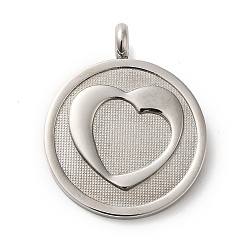 Heart 304 Stainless Steel Pendants,  Stainless Steel Color, Flat Round, Heart, 31x25x2mm, Hole: 4mm
