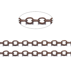 Красная Медь Латунные кабельные цепи, пайки, с катушкой, овальные, без кадмия, без никеля и без свинца, долговечный, Красная медь, 2x1.5x0.35 мм