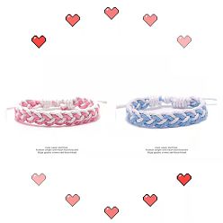 A blue and white + pink and white couple Simple Braided Bracelet for Couples, Friends - Minimalist, Trendy, Handmade.