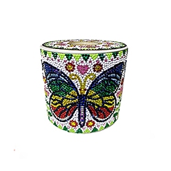 Butterfly DIY Column Tissue Box Kits, Including Resin Rhinestones Bag, Diamond Sticky Pen, Tray Plate and Glue Clay, Butterfly, 130x135mm