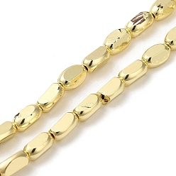 Light Gold Plated Electroplate Glass Beads Strands, Full Plated, Faceted Oval, Light Gold Plated, 6x4.5x3mm, Hole: 1mm, about 50pcs/strand, 13.39 inch(34cm)