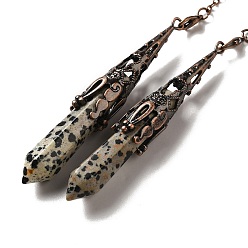 Далматинских Джаспер Большие подвески с маятником из натуральной далматинской яшмы, с латунной фурнитурой , пуля, 260~270 мм, отверстие : 1.5 мм