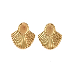 Real 18K Gold Plated Ion Plating(IP) 304 Stainless Steel Earrings, Fan, Real 18K Gold Plated, 20x18mm
