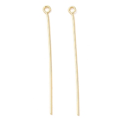Real 18K Gold Plated Brass Eye Pins, Real 18K Gold Plated, 45x3x0.8mm, Hole: 1.8mm, Pin: 0.7mm