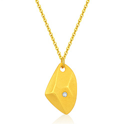 Золотой Ожерелья с многоугольной подвеской из нержавеющей стали и стразами, с кабельными цепями, золотые, 15.75 дюйм (40 см)