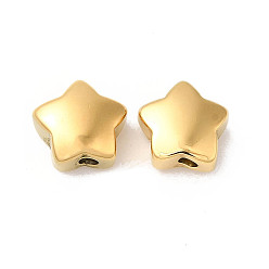 Real 18K Gold Plated Manual Polishing 304 Stainless Steel Beads, Star, Real 18K Gold Plated, 11x12x6mm, Hole: 2.5mm