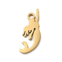 Golden Ion Plating(IP) 304 Stainless Steel Pendants, Manual Polishing, Mermaid Charms, Golden, 18x6.5x1mm, Hole: 1.6mm
