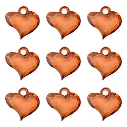 Chocolate Transparent Acrylic Pendants, Faceted, Heart, Chocolate, 17.5mm long, 17mm wide, 4mm thick, hole: 3mm, about 833pcs/500g