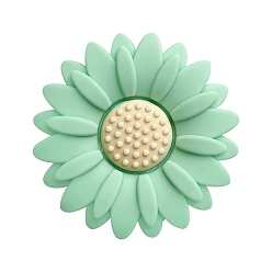 Medium Spring Green Flower Food Grade Eco-Friendly Silicone Focal Beads, Silicone Teething Beads, Medium Spring Green, 20x20mm