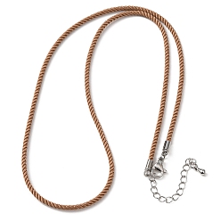 Цвет Древесины 2мм круглый нейлоновый миланский шнур для изготовления ожерелья, с латунными выводами и 303 застежками из лобстера из нержавеющей стали, цвет нержавеющей стали, деревесиные, 18.50~18.70 дюйм (47~47.5 см)