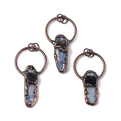 Mixed Stone Natural Kyanite & Black Tourmaline Big Pendants, with Red Copper Plated Brass Findings, Nuggets Charms, 52~60x30x8mm, Hole: 6mm