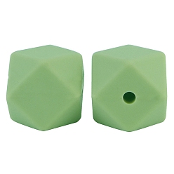 Dark Sea Green Octagon Food Grade Silicone Beads, Chewing Beads For Teethers, DIY Nursing Necklaces Making, Dark Sea Green, 17mm