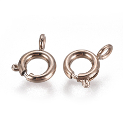 Rose Gold Ion Plating(IP) 304 Stainless Steel Spring Ring Clasps, Rose Gold, 6x1.6mm, Hole: 1.6mm