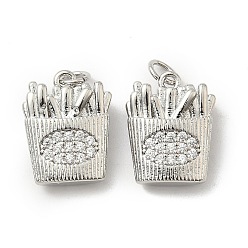 Платина Латунные микро проложить кубического циркония подвески, картофель-фри, долговечный, без кадмия и без свинца, стойки покрытие, с целью перехода в кольце, платина, 17x13.5x5.5 мм, отверстие : 3.3 мм