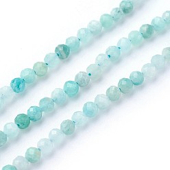 Amazonite Natural Amazonite Beads Strands, Faceted, Round, 3~3.5mm, Hole: 0.5mm, about 115~130pcs/strand, 14.5~16.1 inch(37~41cm)