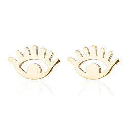 golden Fashionable Stainless Steel Evil Eye Earrings - Fun, Trendy, Unique Jewelry.