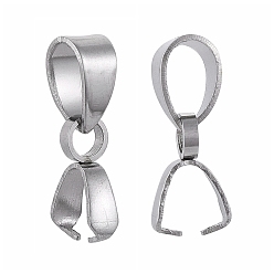 Нержавеющая Сталь Цвет Устойчивы к потускнению 304 защелки из нержавеющей стали, щепотка под залог для изготовления кулона, цвет нержавеющей стали, 9x7x2.5 мм, отверстие : 3.5x5 мм