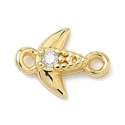 Прозрачный Подвески-рыбки с латунным паве из кубического циркония, без кадмия и без свинца, долговечный, стойки покрытие, реальный 18 k позолоченный, прозрачные, 8x6.5x1.5 мм, Отверстие : 0.8 мм & 1 мм