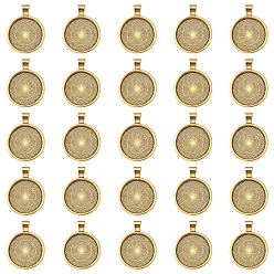 Antique Golden Alloy Pendant Cabochon Settings, Plain Edge Bezel Cups, DIY Findings for Jewelry Making, Antique Golden, Tray: 24.5mm, 37x28x6.5mm, Hole: 6x4mm