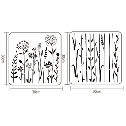 Other Plants Пластиковый рисунок живопись трафареты шаблоны наборы, для росписи на холсте для скрапбукинга плитка напольная мебель роспись школьные проекты, квадрат с узором дерева, Растение, 30x30 см, 2 узоров / набор