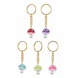 (52) Непрозрачная лаванда Стеклянные бусины грибной брелок, с железной фурнитурой, разноцветные, 7.85 см