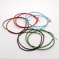 Mixed Color Leather Cord Necklace Making, with Brass Lobster Claw Clasps and Brass Tail Chains, Mixed Color, 18~18.5 inch