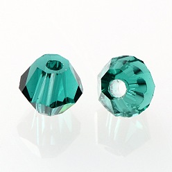 Light Sea Green Faceted Bicone Grade AAA Transparent Glass Beads, Light Sea Green, 4x3mm, Hole: 1mm, about 720pcs/bag