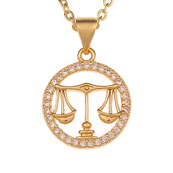 Libra Minimalist 12 Zodiac Constellation Necklace for Women in Copper Gold Color