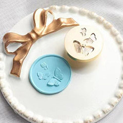 Butterfly Golden Tone Wax Seal Alloy Stamp Head, for Invitations, Envelopes, Gift Packing, Butterfly, 16~30x18~30mm