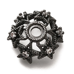 Черный Цвет Металла Покрытие стойки латунь микро паве прозрачные колпачки из кубического циркония, долговечный, без свинца и без кадмия, металлический черный , пригодный для стразов 4 мм, 16x6 мм, отверстие : 2.5 мм