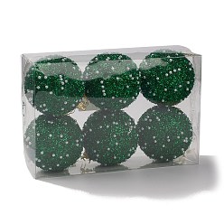 Dark Green Christmas Ball Foam & Plastic Imitation Pearl Pendant Decoration, for Christmas Tree Hanging Ornaments, Dark Green, 141~150x80~82mm, 6pcs/box
