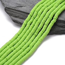 Зеленый газон Плоские круглые бусины из глины ручной работы полимерные, диск хейши бусины для гавайских серег браслет ожерелья ювелирных изделий, зеленый газон, 6x1 мм, отверстие : 2 мм, около 380~400 шт / нитка, 17.7 дюйм