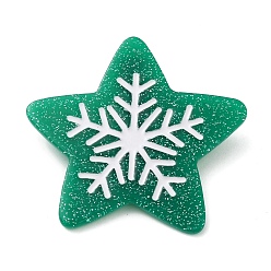 Medium Sea Green Star with Snowflake Cellulose Acetate(Resin) Alligator Hair Clips, with Golden Iron Clips, for Women Girls, Medium Sea Green, 48.5x51x11.5mm