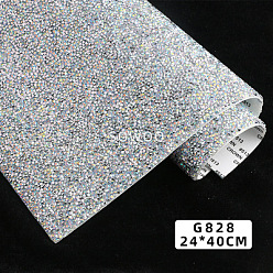 Clear AB Glitter Resin Hotfix Rhinestone(Adhesive On The Back), Rhinestone Trimming, Costume Accessories, Rectangle, Clear AB, 39.5x23.5x0.3cm