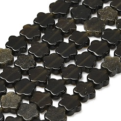 Золотой Обсидиан Естественный золотистый отлив обсидиан бисер пряди, цветка сливы цветок, 6x6x2 мм, отверстие : 1 мм, около 65 шт / нитка, 15.16'' (38.5 см)