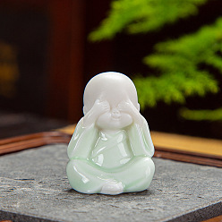 Светло-голубой Статуя Будды из керамики, украшение для домашнего офиса по фэн-шуй, светло-голубой, 25x30x40 мм