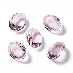 Бледно-Розовый Прозрачные стеклянные кабошоны со стразами, граненые, назад назад, овальные, розовый жемчуг, 14x10x6 мм