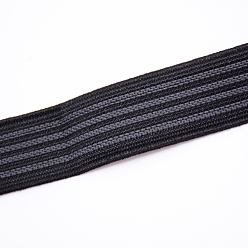 Black Polyester Elastic Ribbon, with Rubber, Non-slip Band, Black, 25x1.5mm, 30m/roll