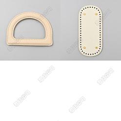 Желтая Старая Ткань  Вырезать полые 1 дно сумки из искусственной кожи, с 2шт. D-образными ручками из искусственной кожи, для самостоятельного изготовления вязаной крючком сумки, золотые, старое кружево, 220x100x3.5 мм, отверстие : 4.8 мм