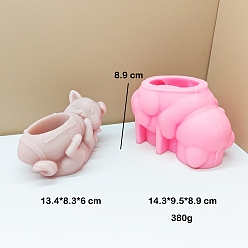 Dog DIY Food Grade Flower Pot Silicone Molds, Resin Casting Molds, Clay Craft Mold Tools, Dog, 14.3x9.5x8.9cm