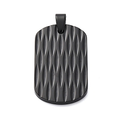 Черный 304 подвески из нержавеющей стали, прямоугольник амулеты, чёрные, 37.5x23x3 мм, отверстие : 5.5x4 мм